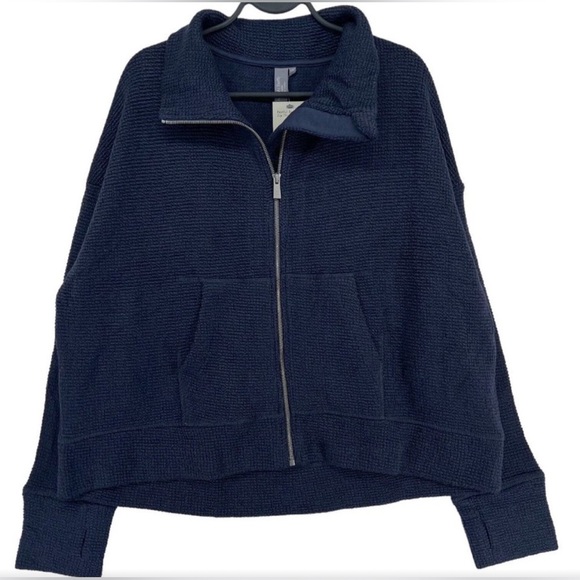 Sweaty Betty Restful Boucle Zip Through Jacket Women's XXL Blue NWT - Picture 4 of 8